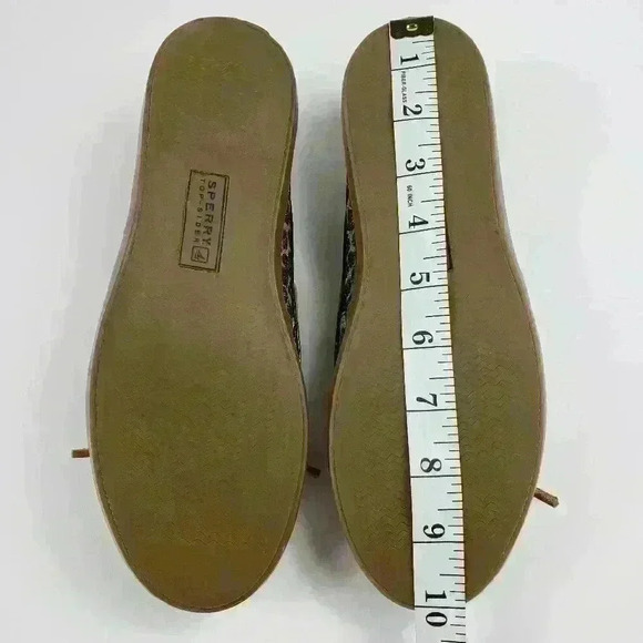 Sperry Top Sider Boat Shoes Sparkly Leopard Brown Black Raw Hide Lace Size 7.5M - Picture 16 of 16